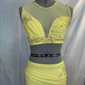 Sparkling Yellow Dance Costume, child size 12, brand new